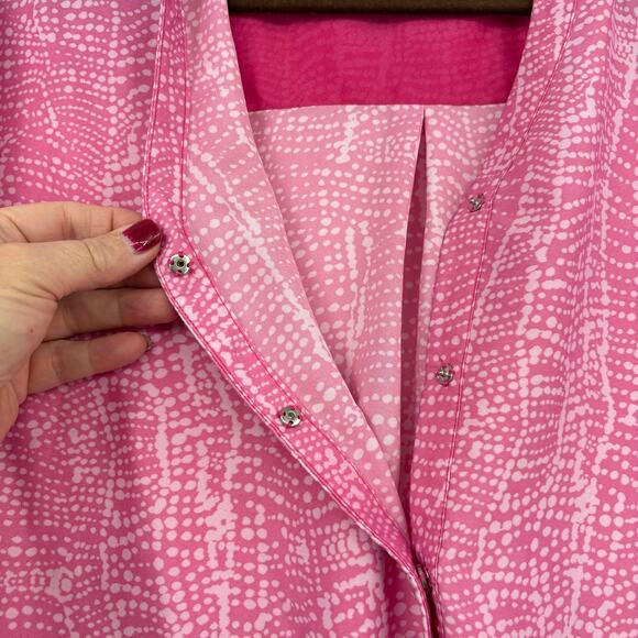 Soft Surroundings Blouse Top Womens Size L Pink Ombre Hi Low Tunic 3/4 Sleeve - Picture 7 of 11